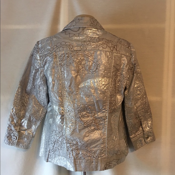 Chico's Silver Floral Blazer - Picture 3 of 3